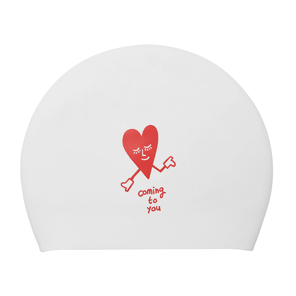 HOOG THE soft Coming to You Silicone Swim Cap white [SSC905] 상품컷