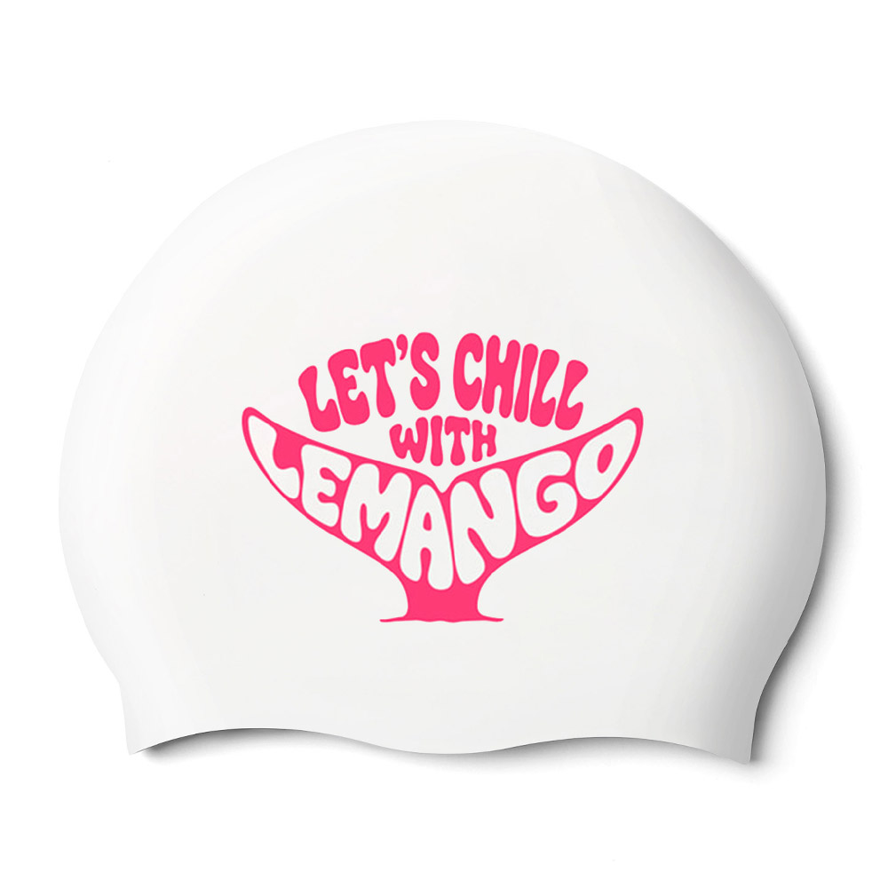LEMANGO whale Tail seven Silicone Swim Cap white [LGNSC60006333]