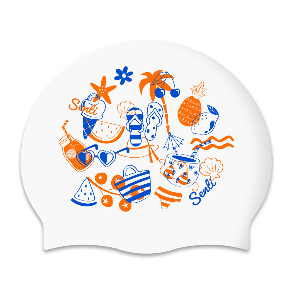 SENTI Summer vacation Silicone Swim Cap white [SC-2642] 상품컷