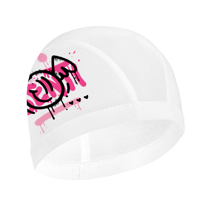 Smile Wing Mesh Swim Cap white