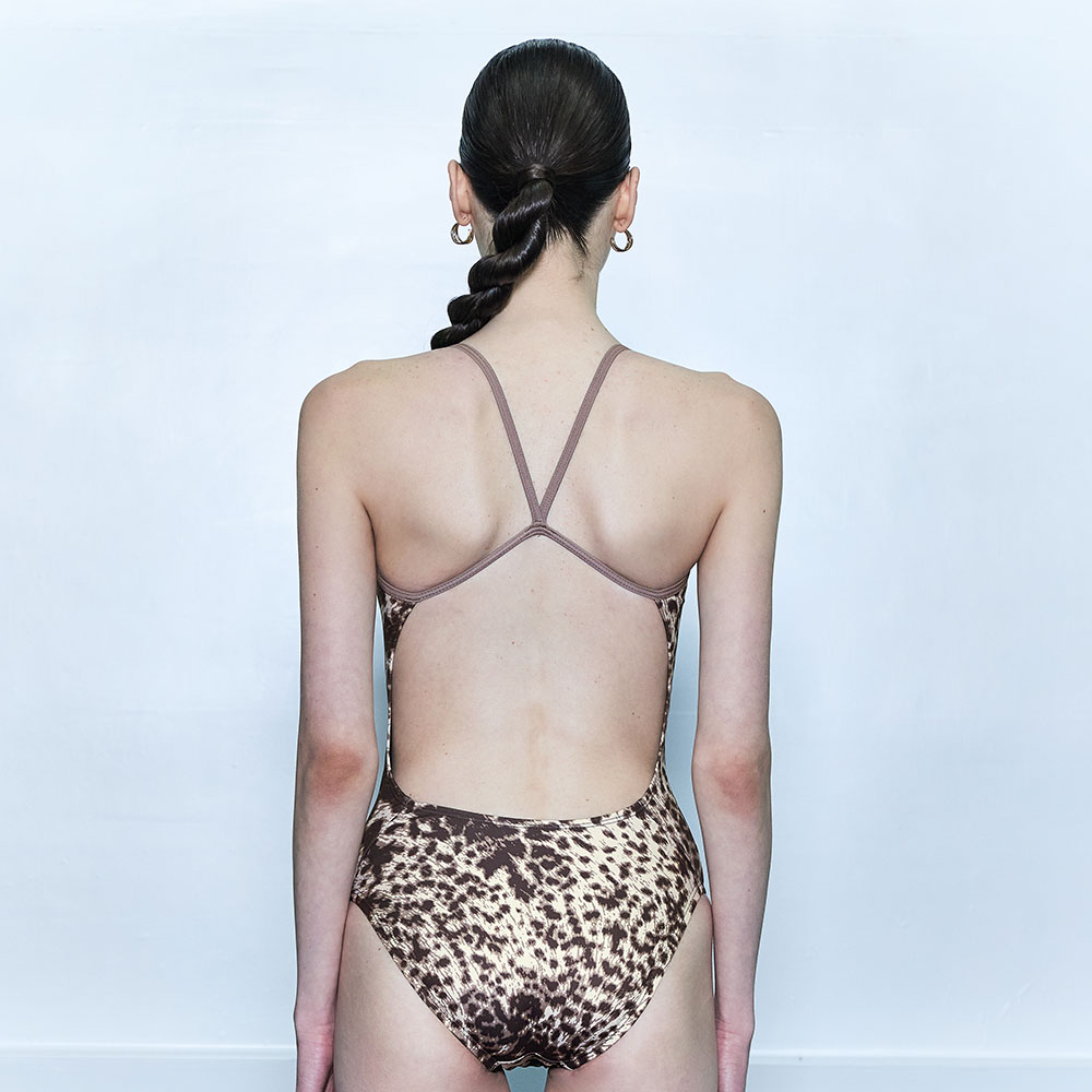 SWAVE Dirty Cow Cut Out V-Back Swimsuit Compression brown [SG3LST004 Women's] 디테일