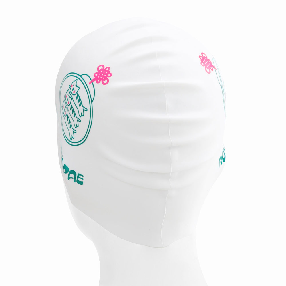 KITSCH PITCH Nyangimyopae Silicone Swim Cap white [KG3USC001] 디테일