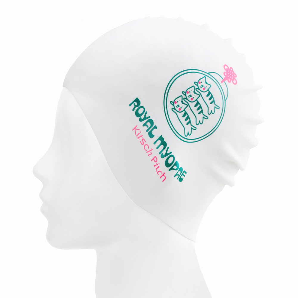 KITSCH PITCH Nyangimyopae Silicone Swim Cap white [KG3USC001] 디테일