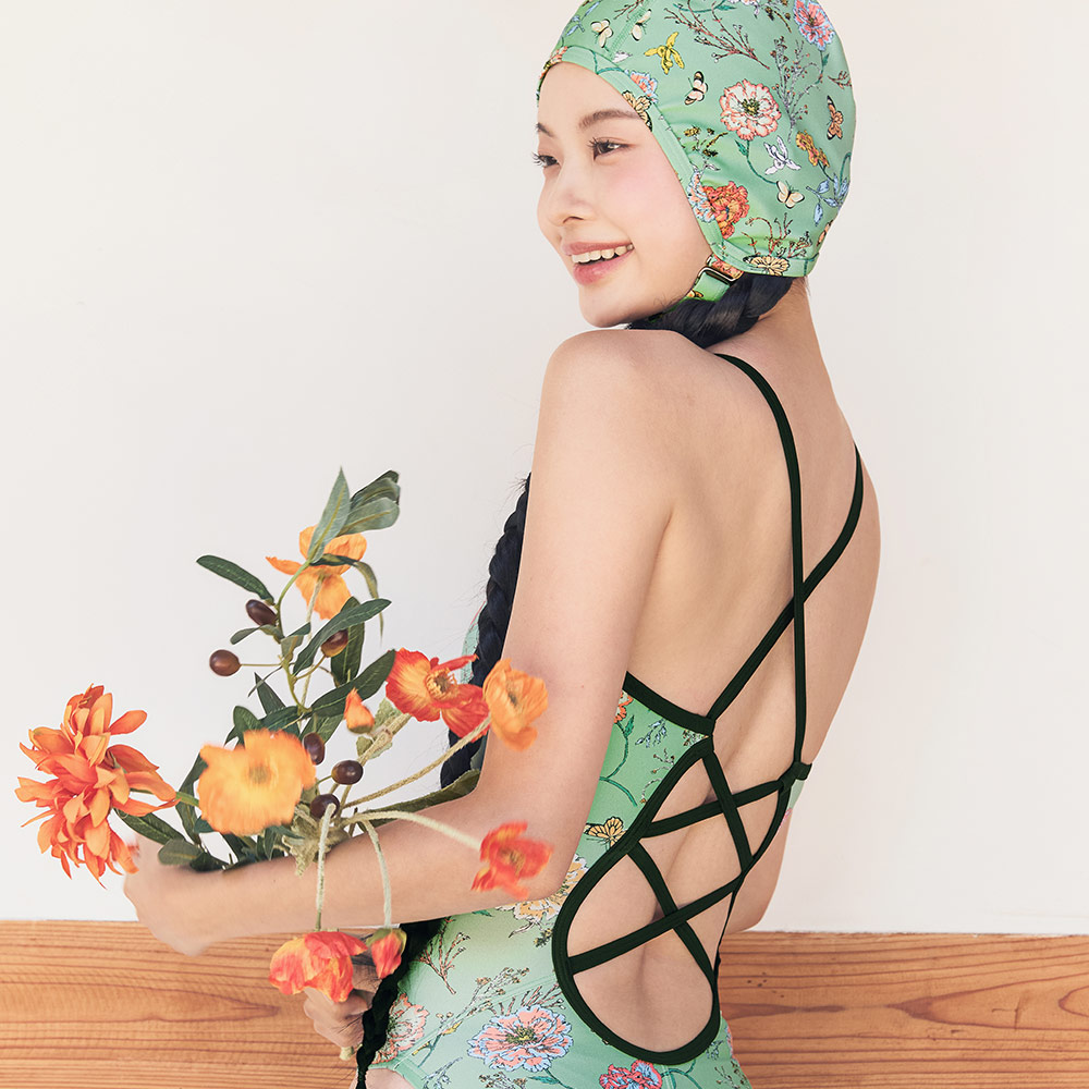 KITSCH PITCH HWA-MONG Ballet Back Swimsuit green [KG3LST002 Women's] 디테일
