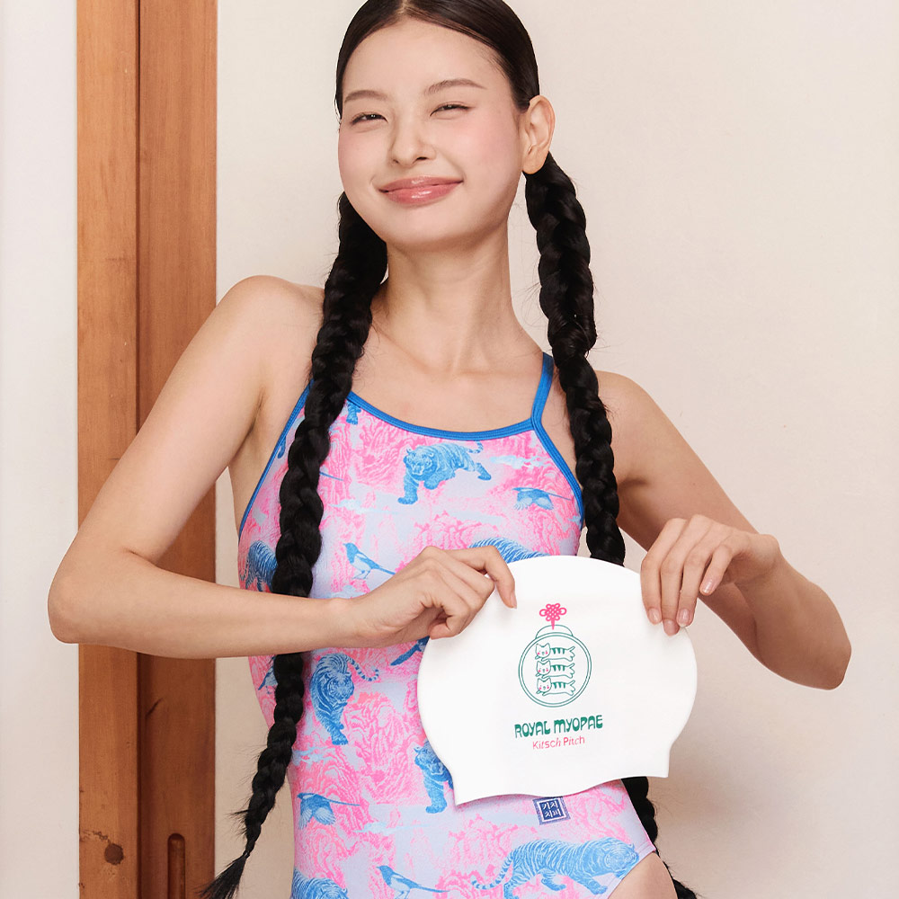 KITSCH PITCH Nyangimyopae Silicone Swim Cap white [KG3USC001] 상품컷
