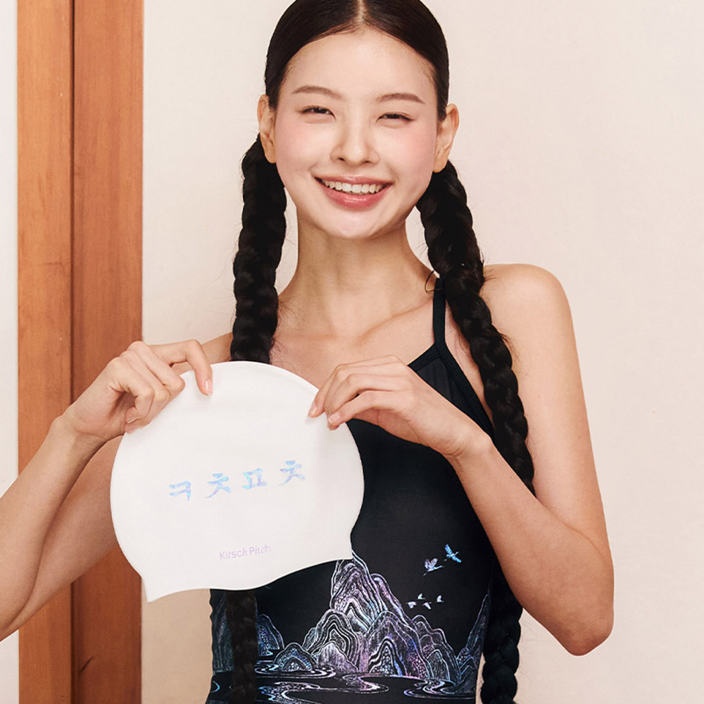 KITSCH PITCH ㅋㅊㅍㅊ Silicone Swim Cap white [KG3USC007] 상품컷