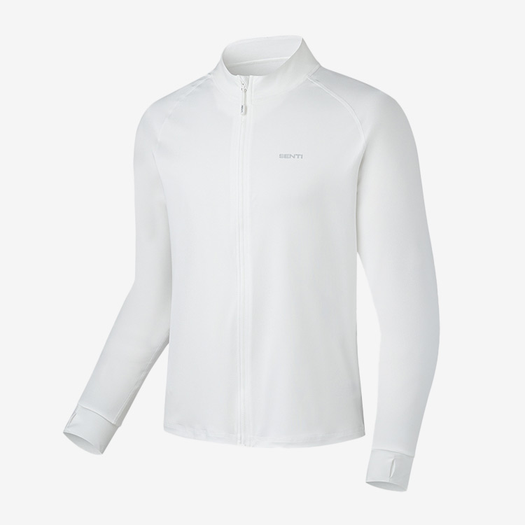 SENTI Men's Summer Club Classic Relax Fit Zip-up Rash Guard Swimsuit White [SAR-ARM21 (WH)] 상품컷