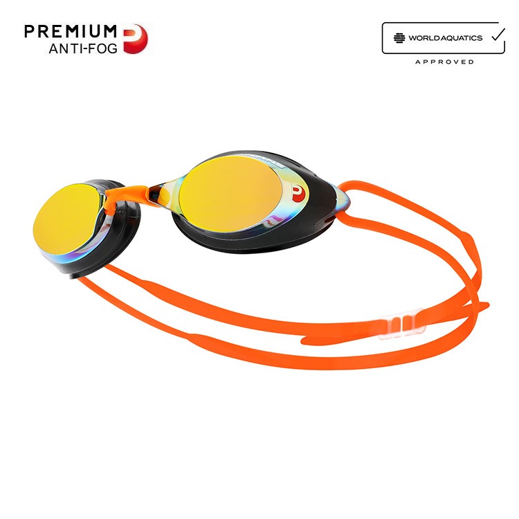 SWANS SRX Premium Antifog Mirrored Goggles Smoke Orange [SRX-M PAF (SMOR) World Aquatics Approved] 상품컷