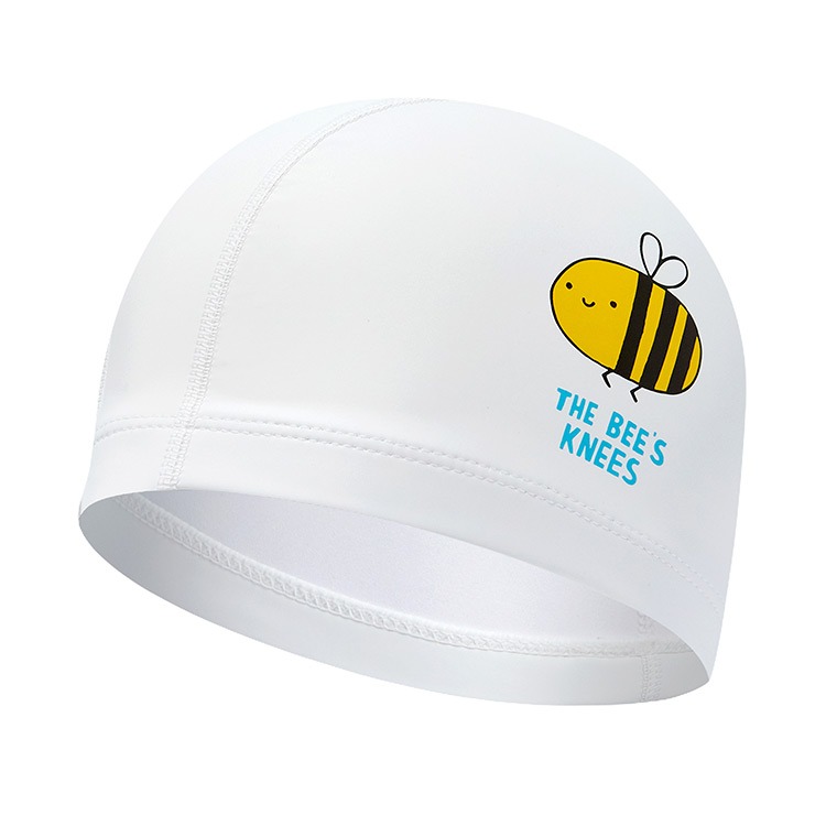 RALLY Kids BEE PU Coated Swim Cap White PRKC919 WHT