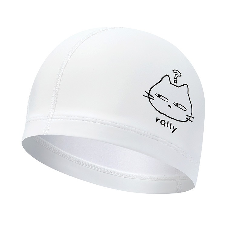 RALLY Kids Cats PU Coated Swim Cap White [PRKC920 (WHT) ] 상품컷