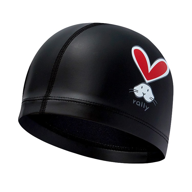 RALLY キッズ Rabbit PUコーティング スイムキャップ ブラック [ PRKC916 (BLK)  水泳帽] 상품컷