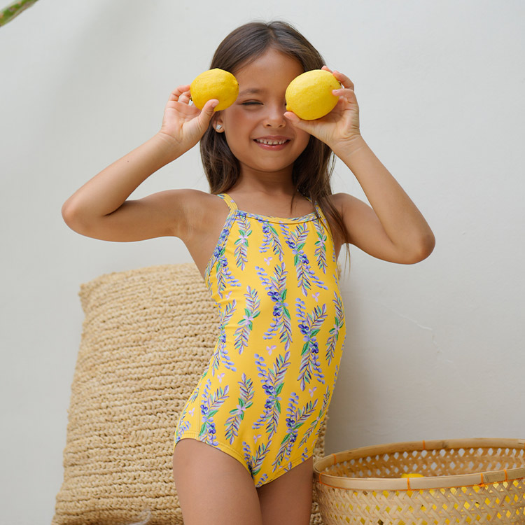 LEMANGO Kids Daphne Open Back Swimsuit Bumblebee Yellow [LSGON10003394 Girl's ] 상품컷