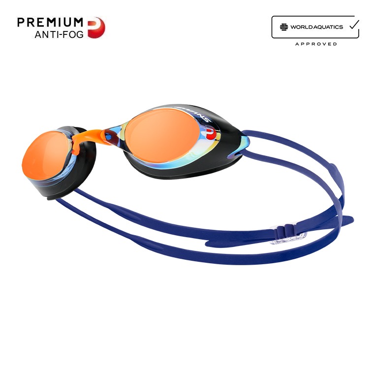 SWANS SRX Premium Antifog Mirrored Goggles Navy [SRX-M PAF (NAVOR) World Aquatics Approved]