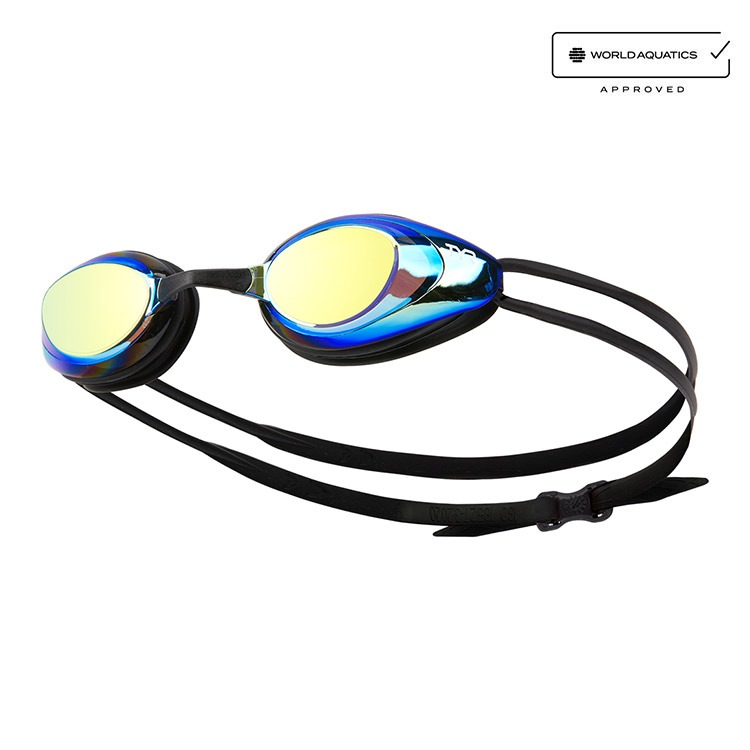 TYR Black Hawk Racing ミラー 水泳ゴーグル ゴールド メタルRainbow [LGBHM 223 WA承認] 상품컷