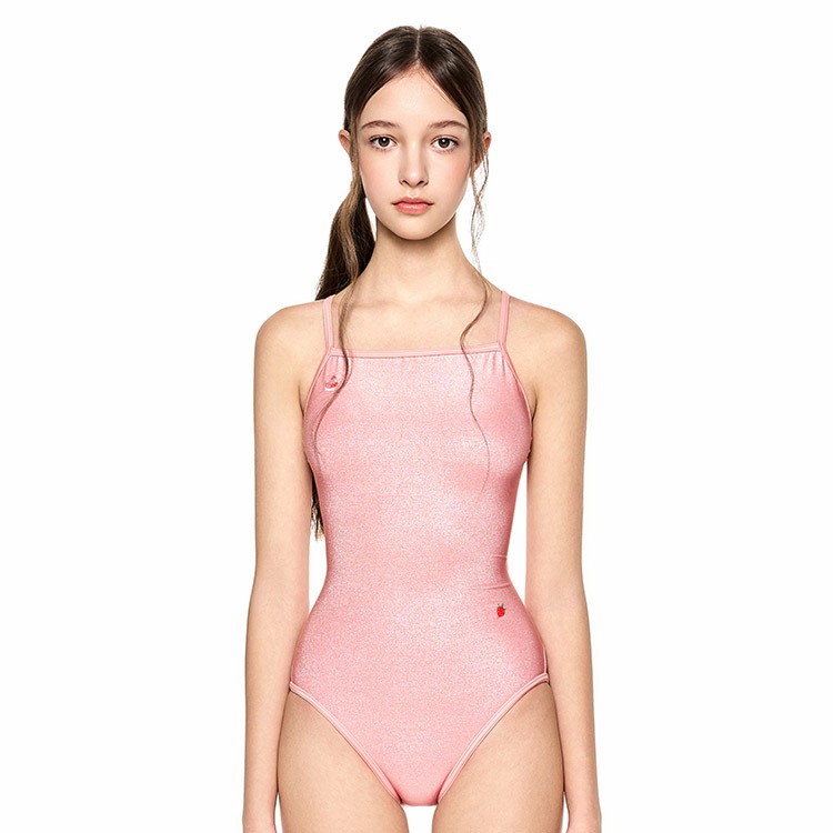 HOOG Women's Fun Shine Mid V-Back Swimsuit Shine Pink [WSM2477 ]