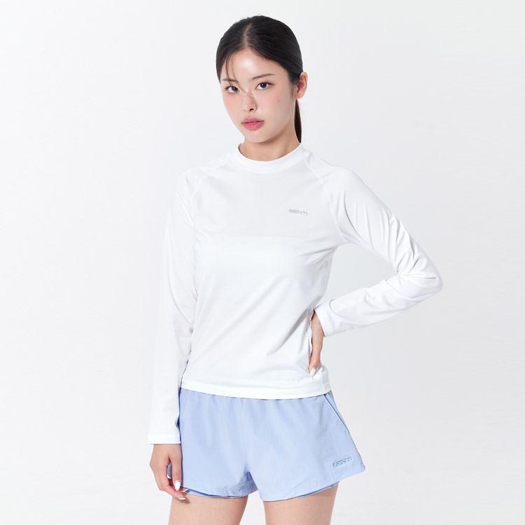 SENTI Women's Summer Club Cassical Standard Fit Rash Guard Swimsuit White [SAR-ARW01 (WH) Beachwear ] 상품컷