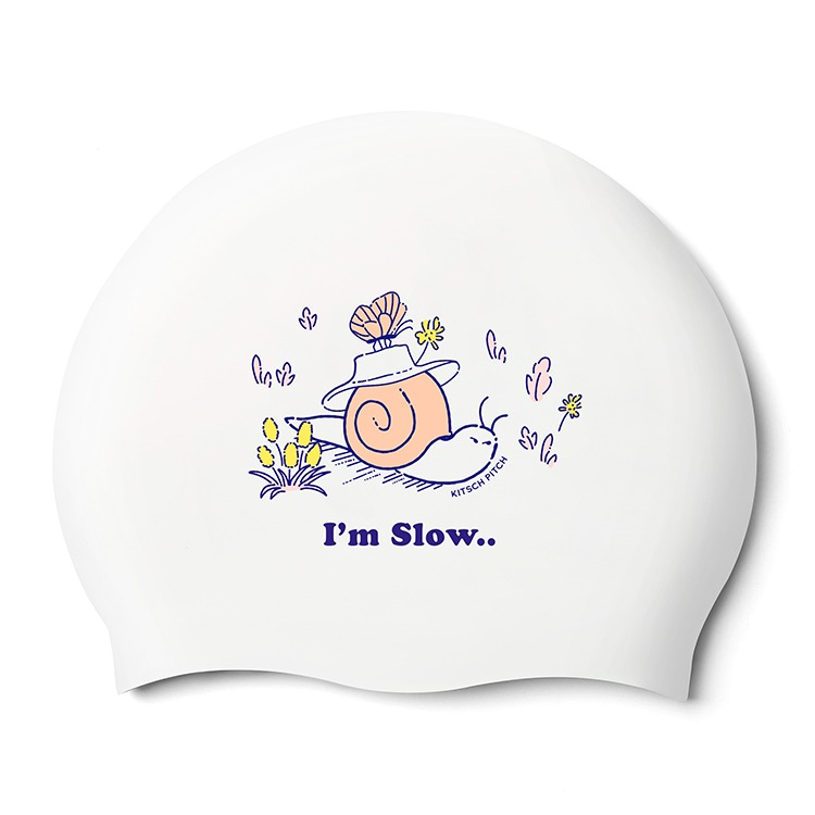KITSCH PITCH I'm Slow シリコン スイムキャップ ホワイト [KPE1CS034 (WHT) 水泳帽] 상품컷