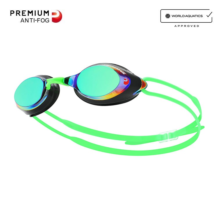 SWANS SRX Premium Antifog Mirrored Goggles Emerald [SRX-M PAF (EMSK) World Aquatics Approved]