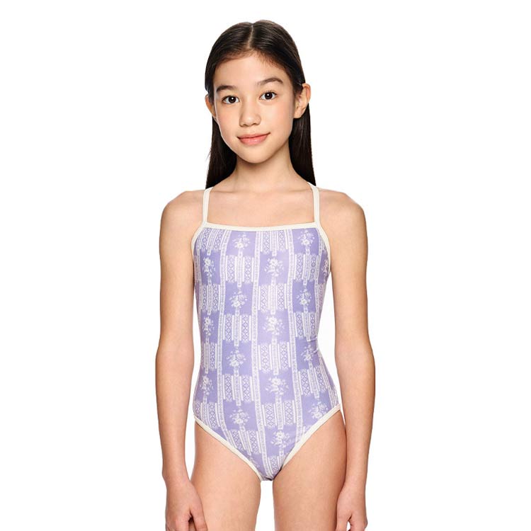 HOOG Kids Rococo Cross X-Back Swimsuit Lilac [GXA422 Girls Swimsuit ] 상품컷