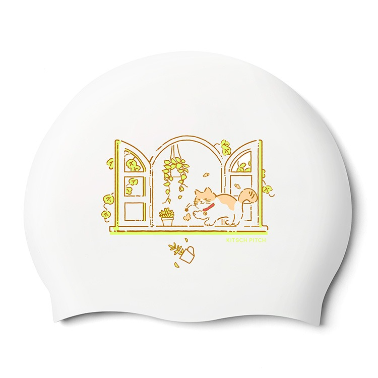 KITSCH PITCH Jelly Punch Cat Silicone Swim Cap White [KPE1CS028 (WHT)] 상품컷