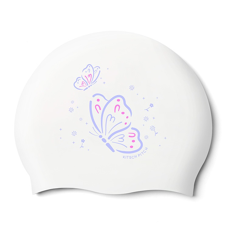 KITSCH PITCH Butterfly Dream シリコン スイムキャップ ホワイト [KPE1CS025 (WHT) 水泳帽] 상품컷