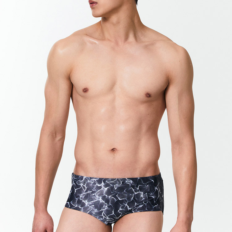 SENTI Men's Blooming Season Glimmer Square Leg Swimsuit Black [MSP-24473]