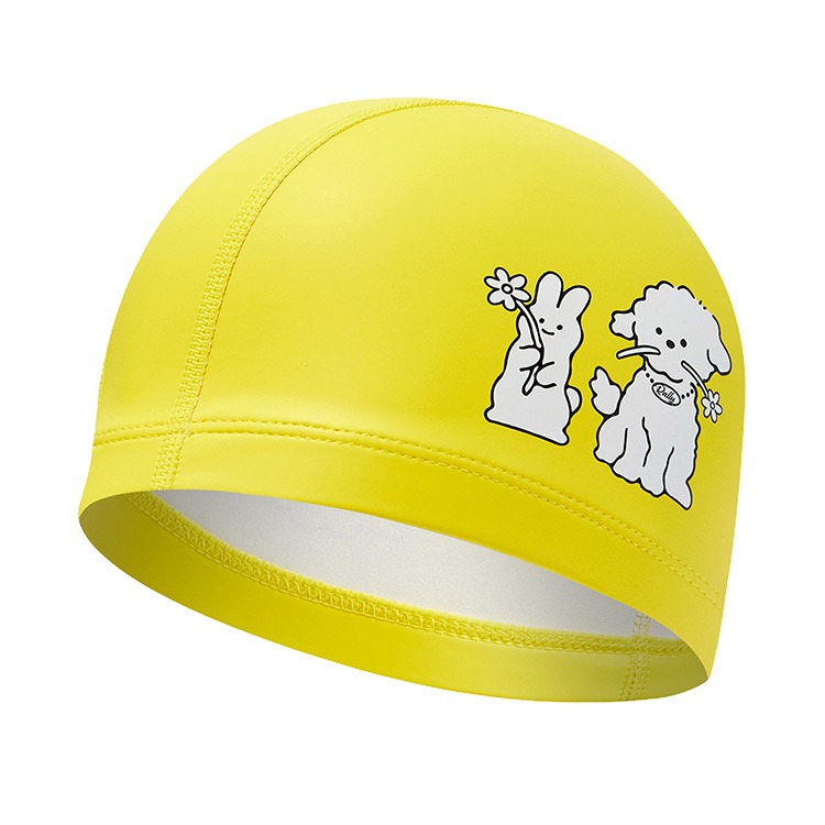 RALLY キッズ Rabbit and Dog PUコーティング スイムキャップ イエロー [ PRKC923 (YEL)  水泳帽] 상품컷