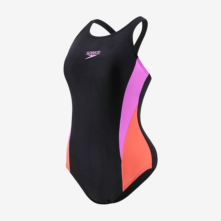 SPEEDO レディース Colorblock Splice Muscleバック水着 パープルアジアンフィット [8-00449510510 トレーニング水着] 상품컷