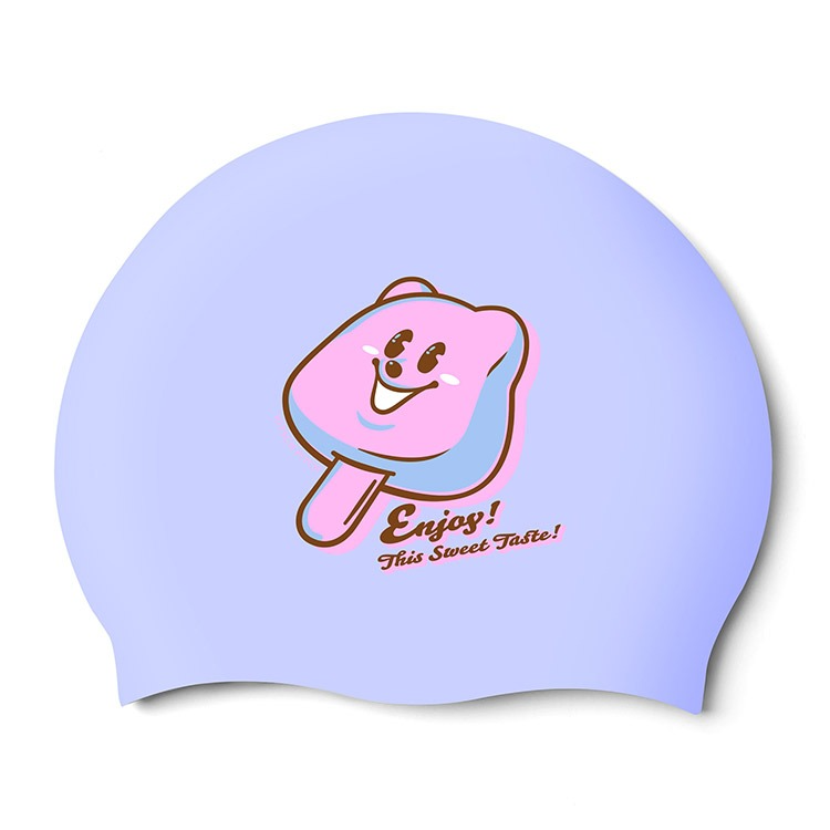 KITSCH PITCH Baby Bear Pop シリコン スイムキャップ ペールラベンダー [KPE1CS015 (PLV) 水泳帽] 상품컷