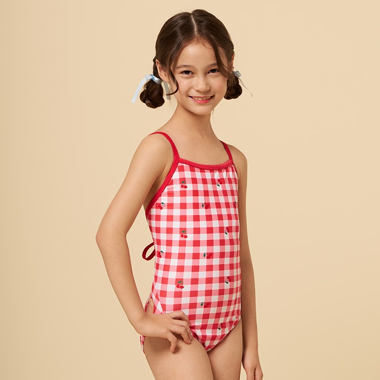 RALLY Kids Lodge Back Open X-Back Red [ PSGA181 Girls Swimsuit] 상품컷