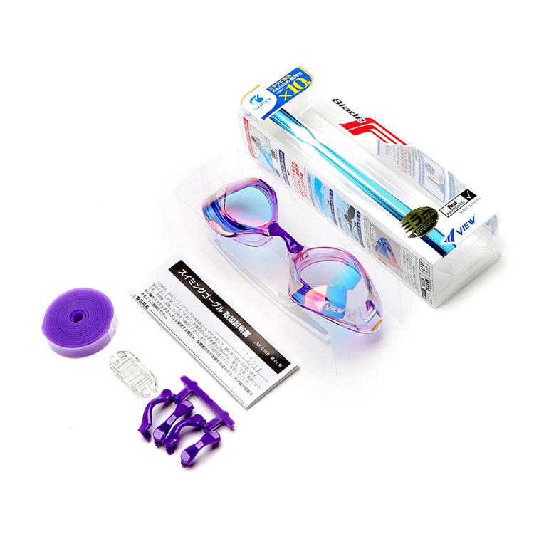 VIEW BladeF Swipe Antifog Mirrored Non-Cushioned Goggles Lavender [V122SAM (LVSHD) World Aquatics Approved] 디테일