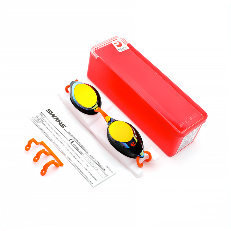 SWANS SRX Premium Antifog Mirrored Goggles Smoke Orange [SRX-M PAF (SMOR) World Aquatics Approved] 디테일
