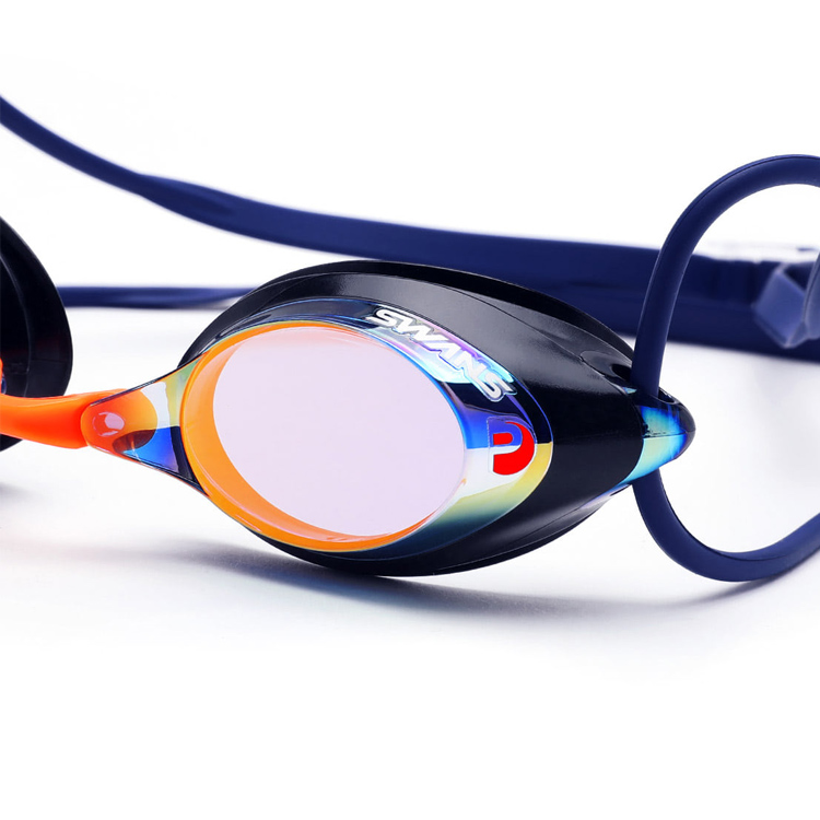 SWANS SRX Premium Antifog Mirrored Goggles Navy [SRX-M PAF (NAVOR) World Aquatics Approved] 디테일