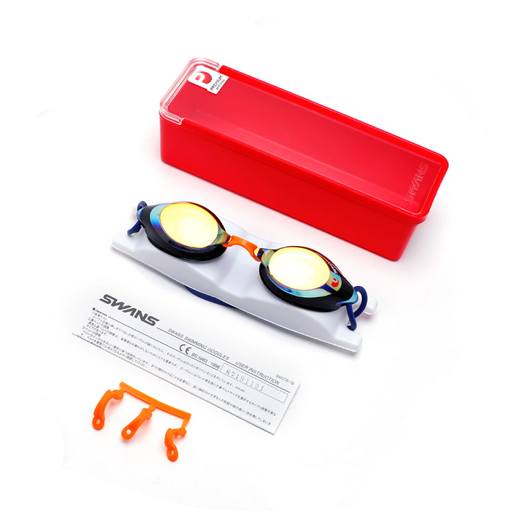 SWANS SRX Premium Antifog Mirrored Goggles Navy [SRX-M PAF (NAVOR) World Aquatics Approved] 디테일