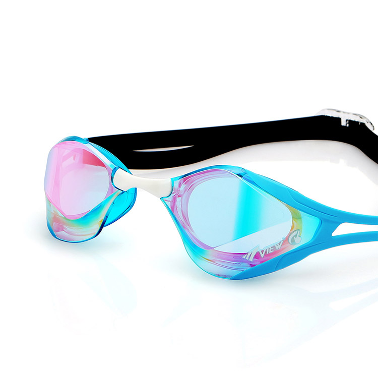VIEW BladeF Zero Swipe Antifog Mirrored Non-Cushioned Goggles Sky Blue [V128SAM(AMP) World Aquatics Approved] 디테일