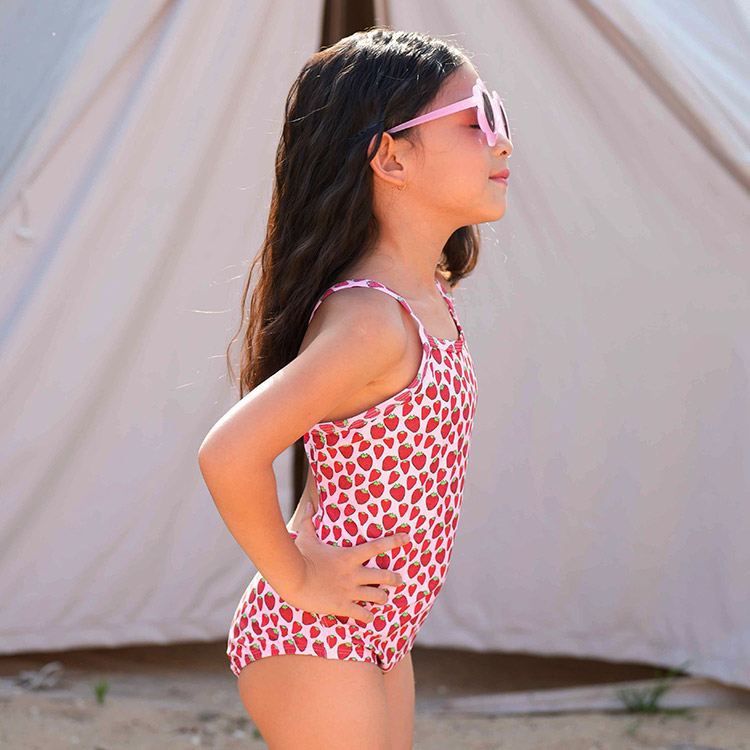 LEMANGO Kids Very Berry Strawberry Veil Rose Open Back Swimsuit Veiled Rose [LSGON10002268 Girls] 디테일