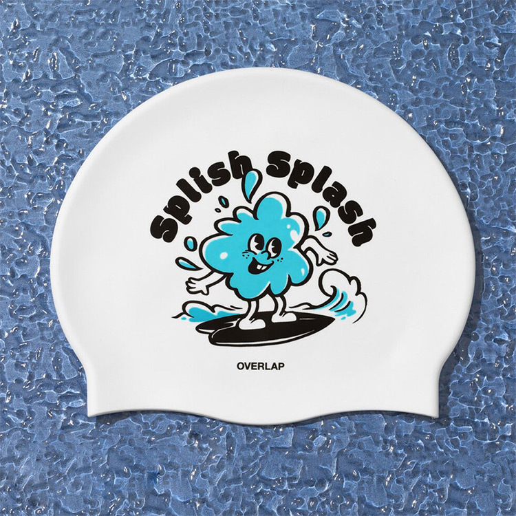 OVERLAP Splash Silicone Swim Cap Sky [SPLASH (SKY)] 디테일