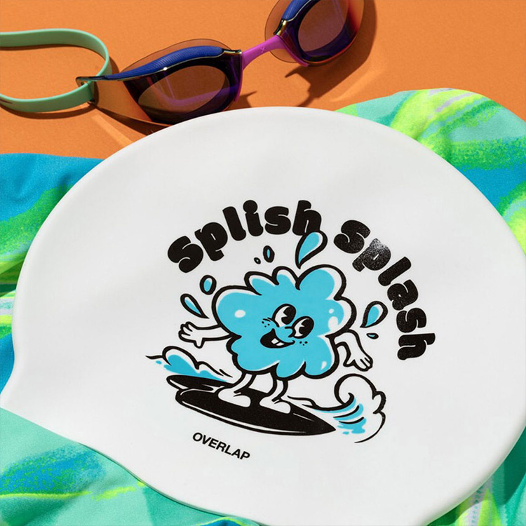 OVERLAP Splash Silicone Swim Cap Sky [SPLASH (SKY)] 디테일