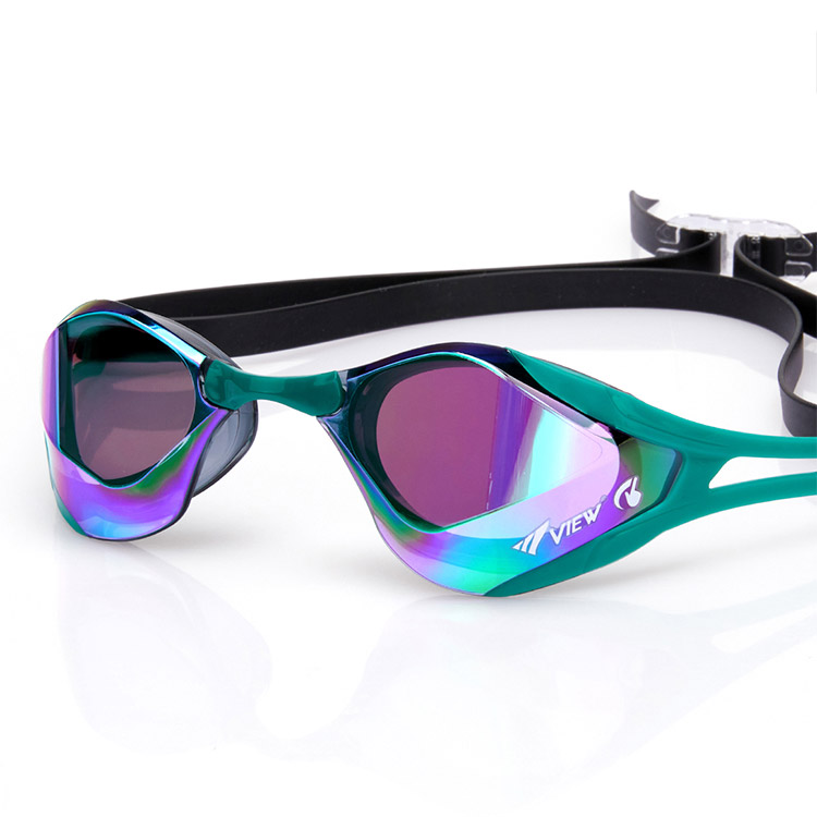 VIEW BladeF Zero Swipe Antifog Mirrored Non-Cushioned Goggles Smoke Emerald [V128SAM(SKEM) World Aquatics Approved] 디테일