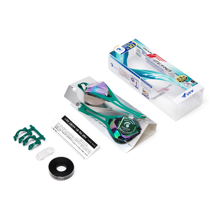 VIEW BladeF Zero Swipe Antifog Mirrored Non-Cushioned Goggles Smoke Emerald [V128SAM(SKEM) World Aquatics Approved] 디테일