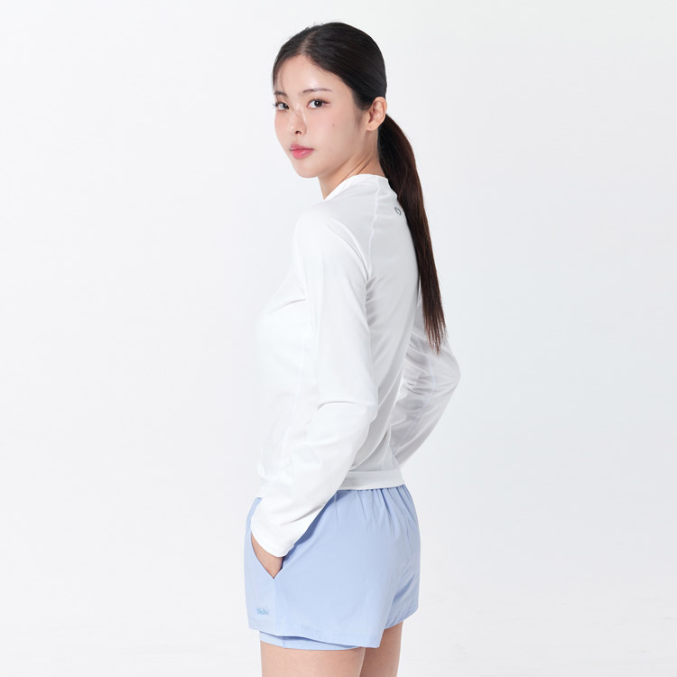 SENTI Women's Summer Club Cassical Standard Fit Rash Guard Swimsuit White [SAR-ARW01 (WH) Beachwear ] 디테일