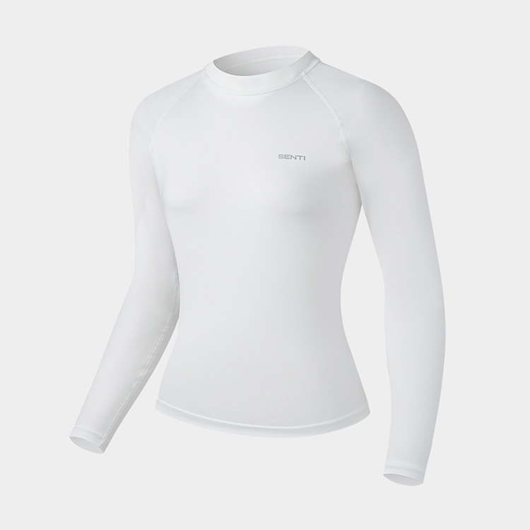SENTI Women's Summer Club Cassical Standard Fit Rash Guard Swimsuit White [SAR-ARW01 (WH) Beachwear ] 디테일