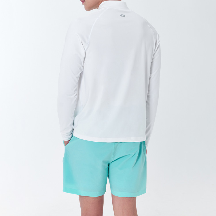 SENTI Men's Summer Club Classic Relax Fit Zip-up Rash Guard Swimsuit White [SAR-ARM21 (WH)] 디테일