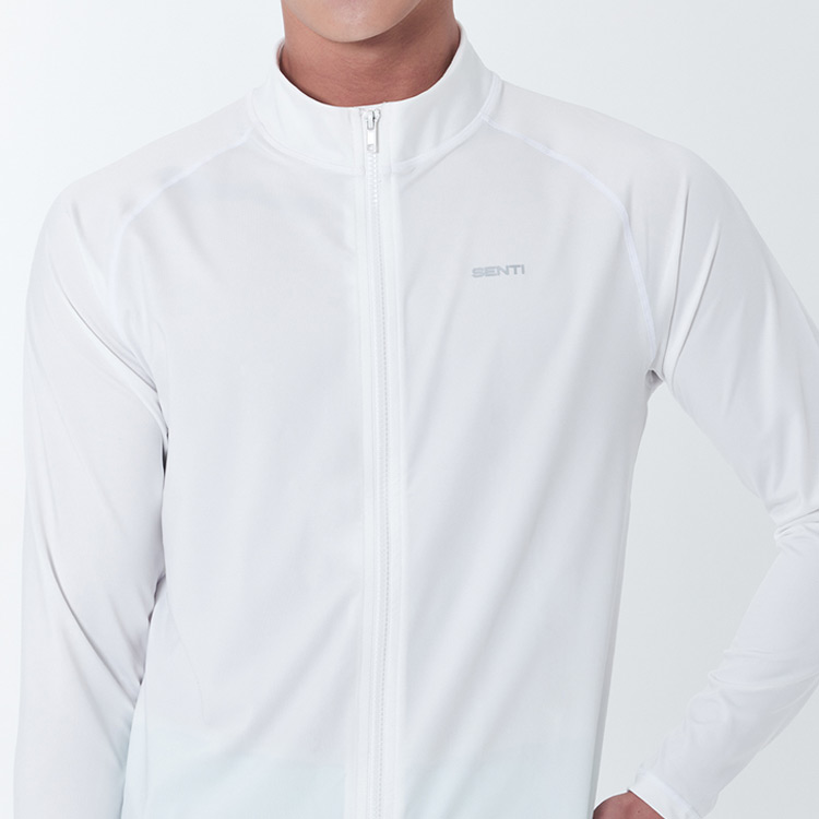 SENTI Men's Summer Club Classic Relax Fit Zip-up Rash Guard Swimsuit White [SAR-ARM21 (WH)] 디테일