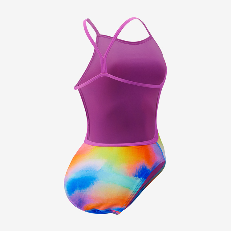 SPEEDO Women's Eco Endurance Allover Digital V-Back Swimsuit Black Pink [8-1284317366 Bathing Suit] 디테일