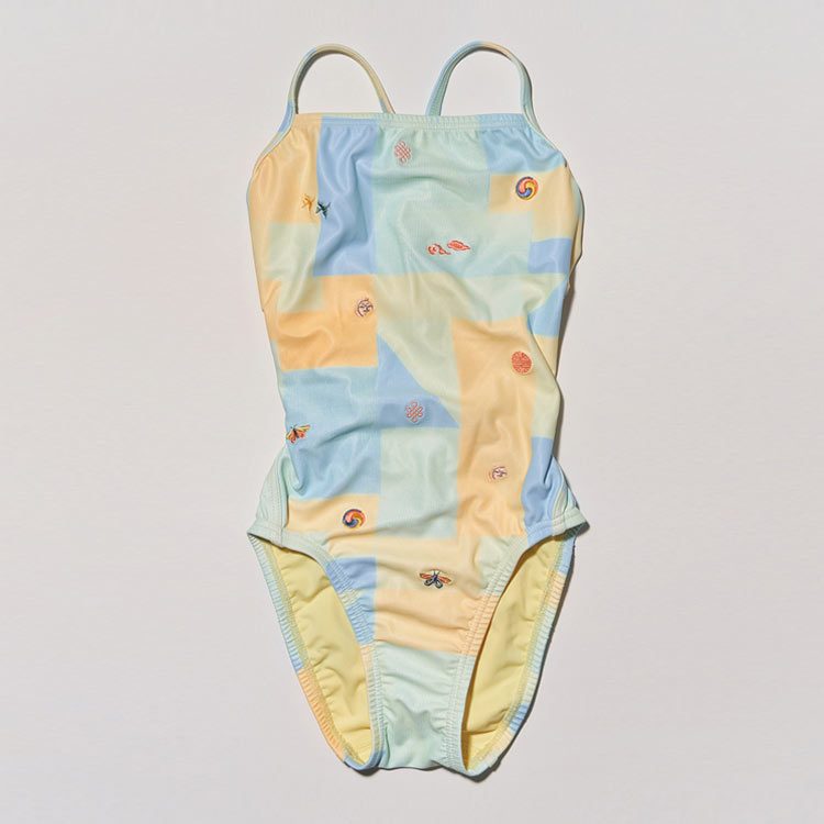HOOG Kids Perfume Double Strap X-Back Swimsuit Yellow Bojagi [GXA434] 디테일
