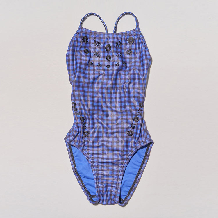HOOG キッズ Perfume Double Strap X-バック水着 コバルトギンガム [GXA429 ガールズ トレーニング] 디테일