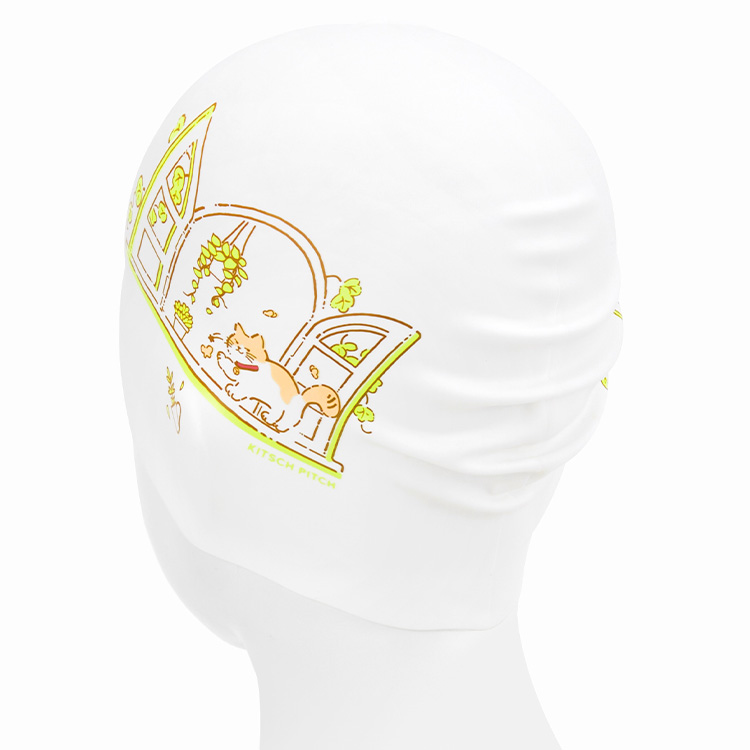 KITSCH PITCH Jelly Punch Cat Silicone Swim Cap White [KPE1CS028 (WHT)] 디테일