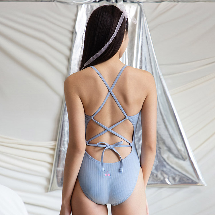 HOOG レディース Honeyberry ハイカット Double Tieバック水着 アイスブルー [WHA2408 トレーニング水着] 디테일