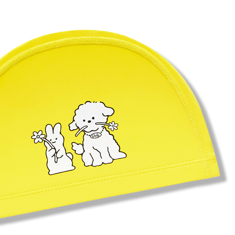 RALLY キッズ Rabbit and Dog PUコーティング スイムキャップ イエロー [ PRKC923 (YEL)  水泳帽] 디테일